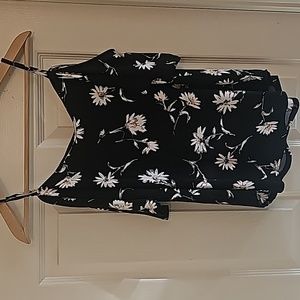 Black Cold Shoulder Dress Shirt